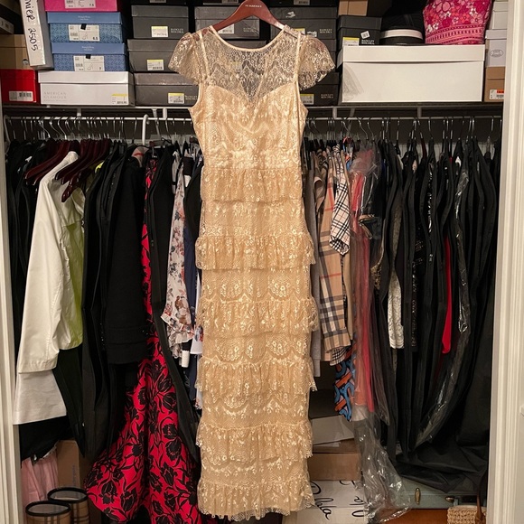 NWT Romantic Daydreamer Champagne Lace Tiered Maxi Dress - Picture 3 of 14